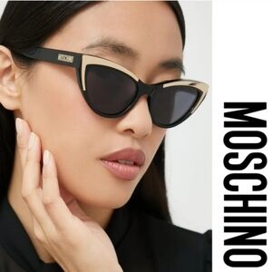 Moschino Black and Gold Cat-Eye Sunglasses
